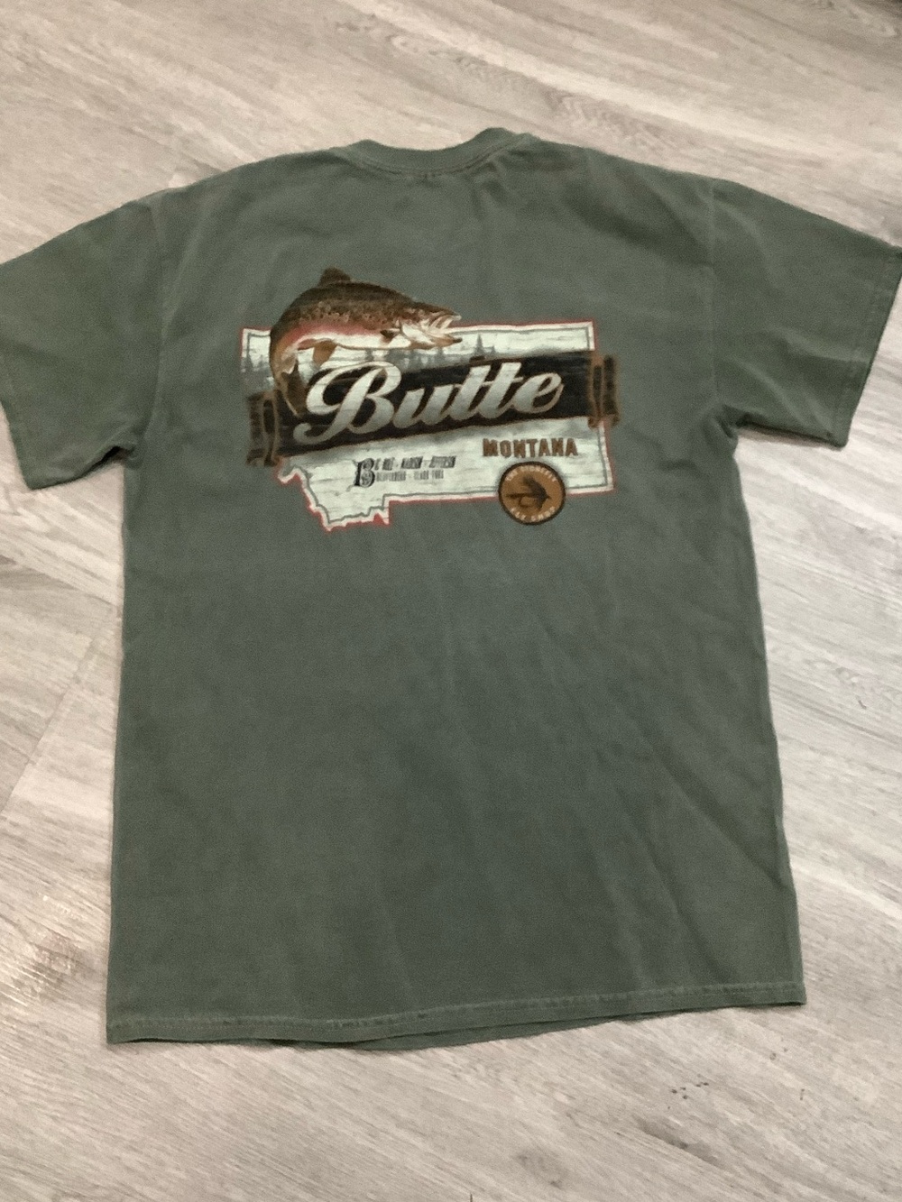 Butte Fishing Graphic Tee, New Old Guy Fish Print Tee Shirt